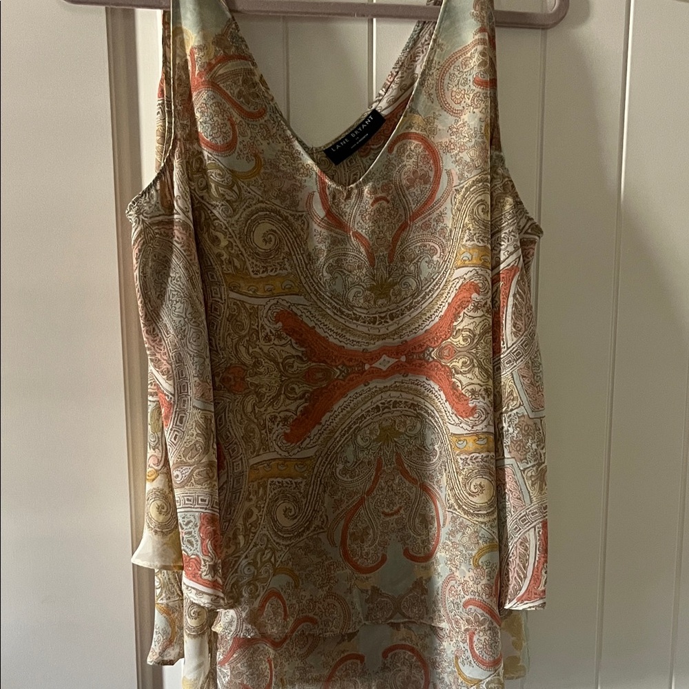 Lane Bryant Paisley Blouse in Orange and Cream
